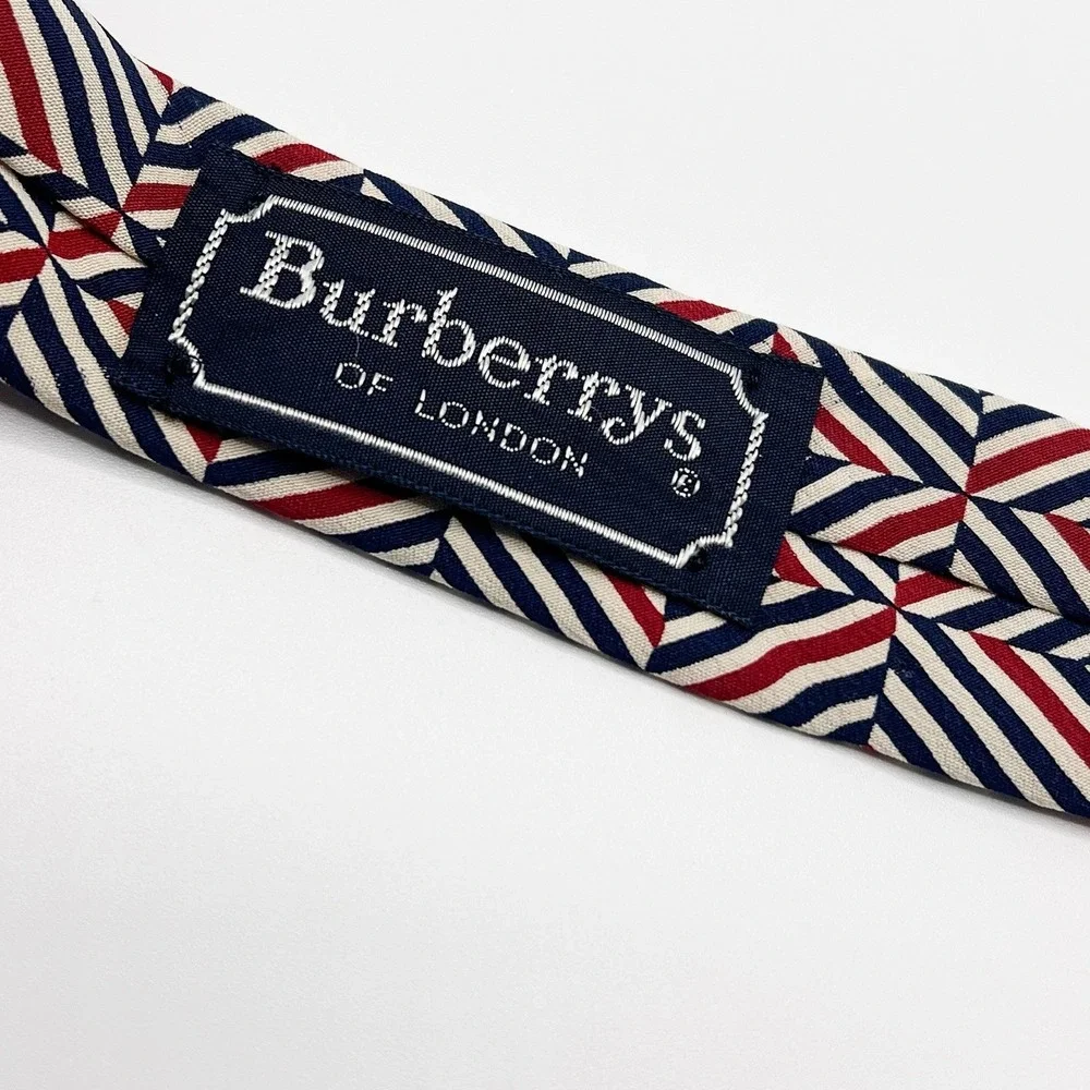 VTG Burberry of London Tie Mens 100% Silk Hand Sewn Made in USA Luxury